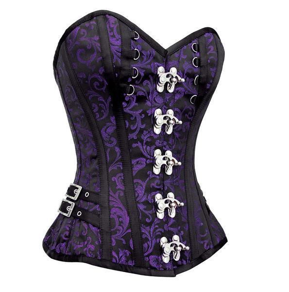 Simona Brocade Gothic Corset- Plus Size Purple Corset Dress- Purple and  Black Corset Dress – Corsets Queen AU