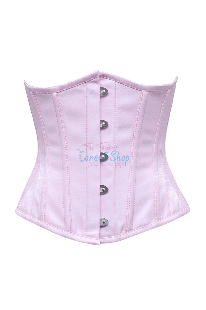 Svetlana Baby Pink Shimmer Satin Underbust Corset