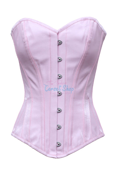 Jannike Baby Pink Shimmer Satin Overbust Corset