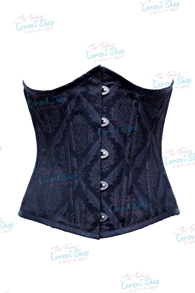 Magdalena Black Black Floral Brocade Waist Training Corset