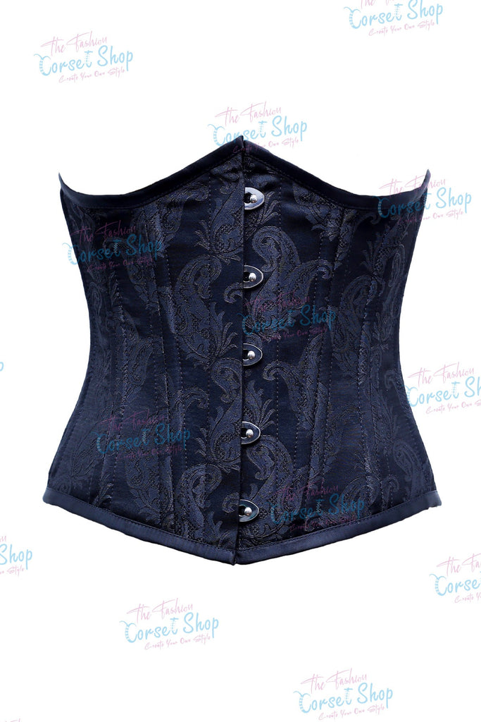 Sembrant Black Black Floral Brocade Waist Training Corset