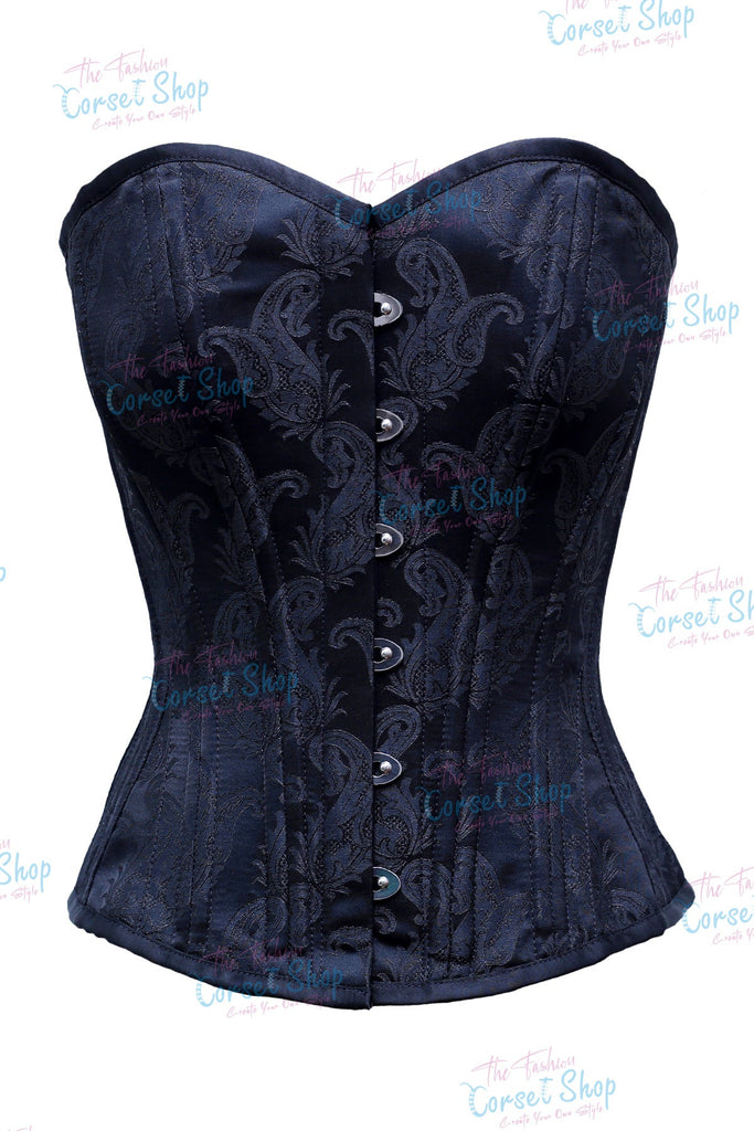 McKeown Black & Black Floral Brocade Waist Training Corset
