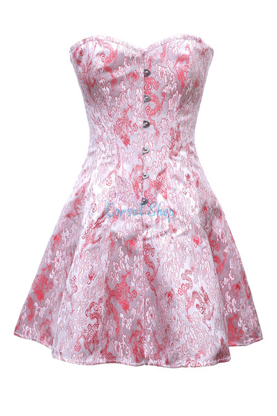 Nirik Red Silver Brocade Corset Dress