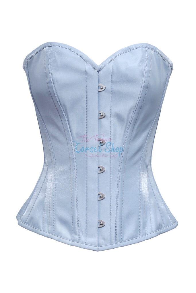 Teodor Silver Shimmer Satin Overbust Corset