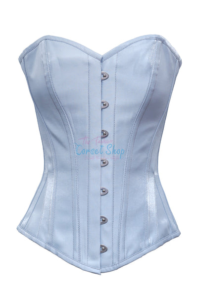 Peder Silver Shimmer Satin Overbust Corset