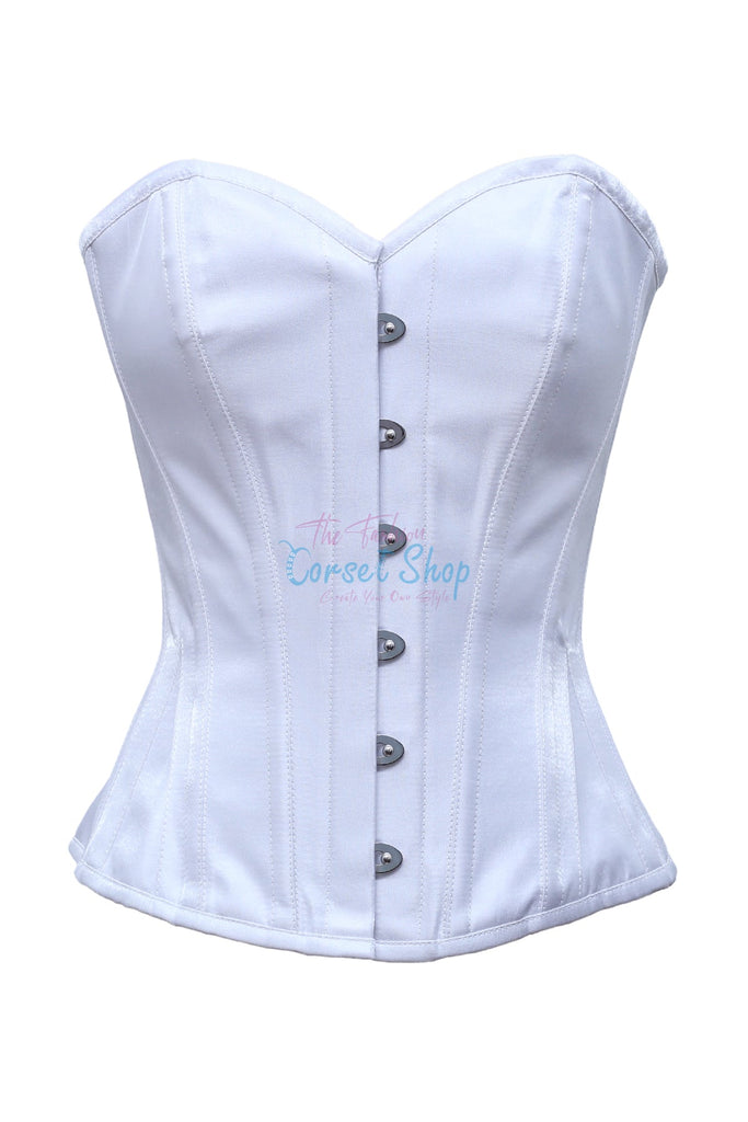 Rehor White Shimmer Satin Overbust Corset