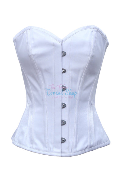 Rehor White Shimmer Satin Overbust Corset