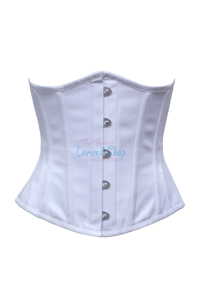 Doris White Shimmer Satin Underbust Corset