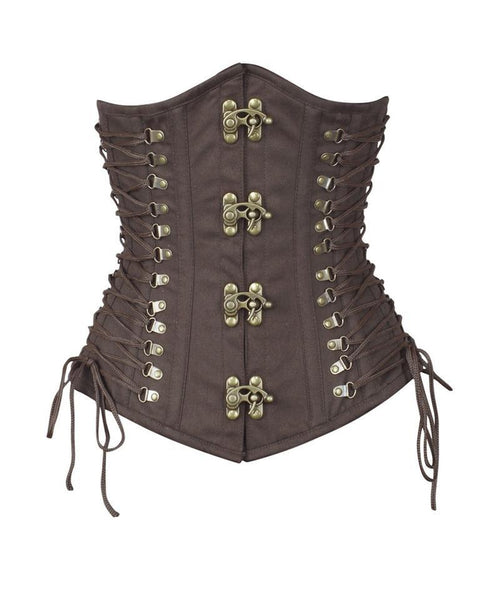Liam Brown Steampunk Cotton Corset with Criss Cross
