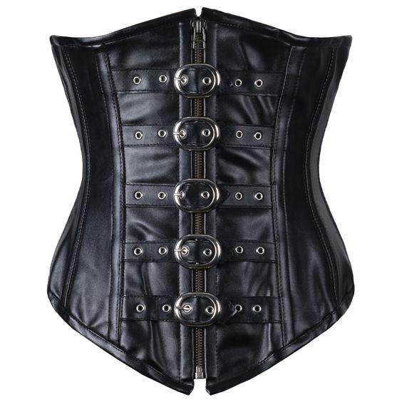 Spurs Faux Leather Longline Underbust Corset