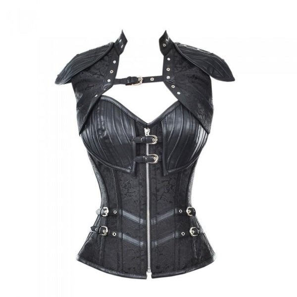 Ivanovic Faux Lether Brocate Corset With Sholder Plates Jacket