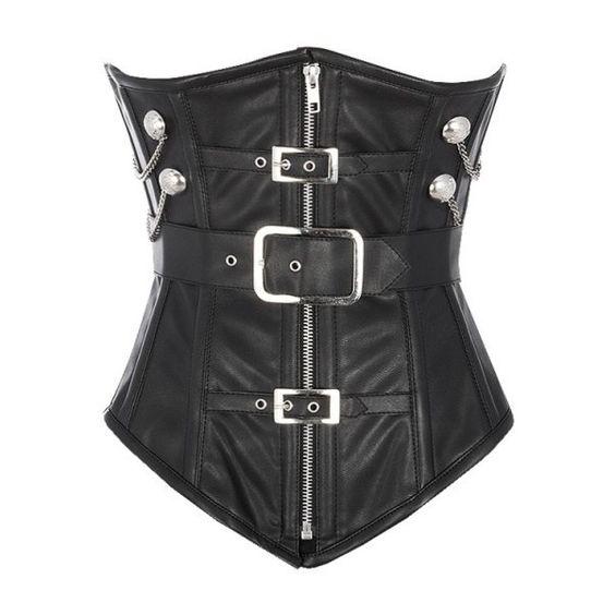 Rodriguez Black Underbust Corset With Buckle And Chain Design