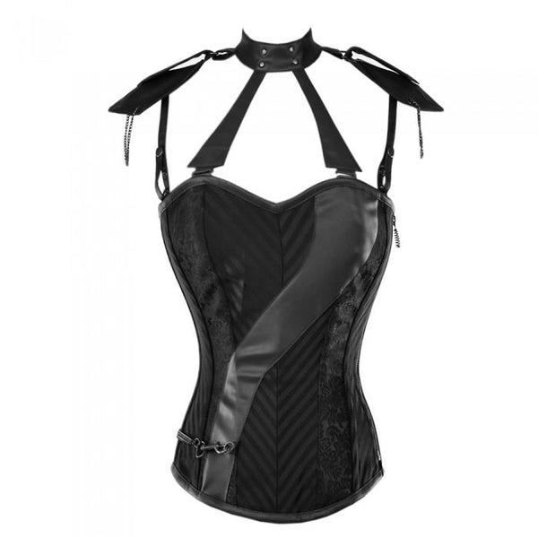 Coleen Gothic Corset With Faux Leather Cage Straps