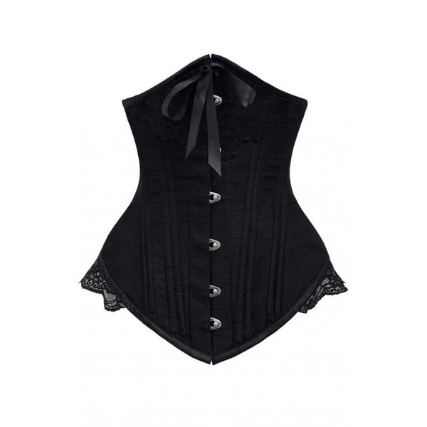 Curran Black Underbust With Black Bow And Lace Detail