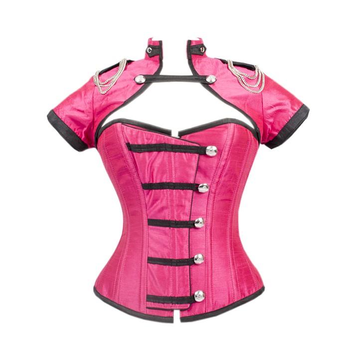 Trent Magenta Corset With Button Down Placket And Jacket