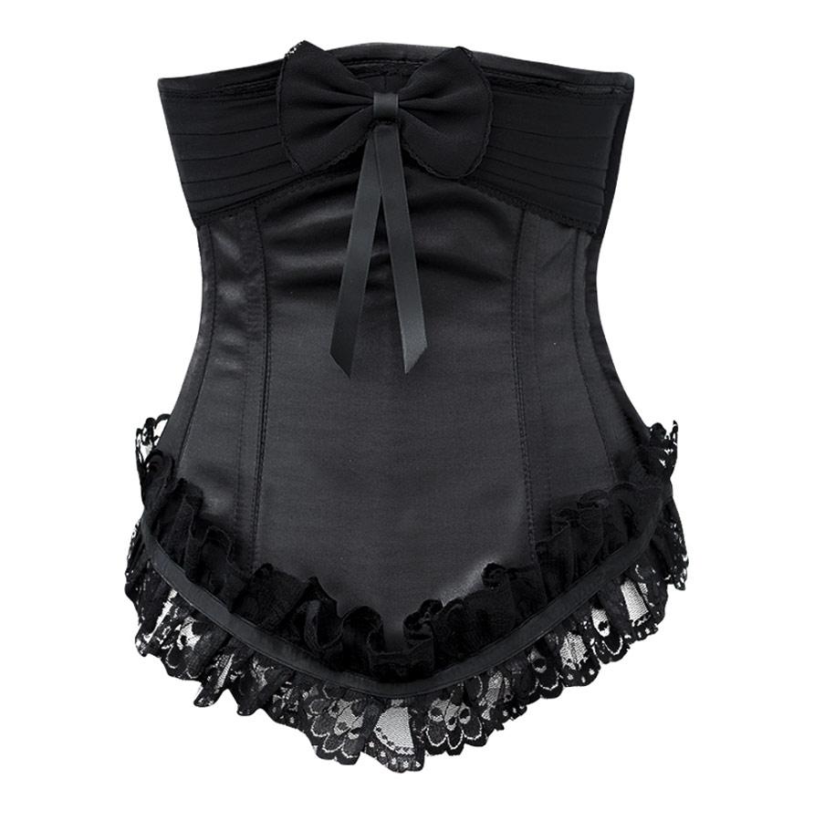 Alanah Black Satin Underbust With Lace & Bow