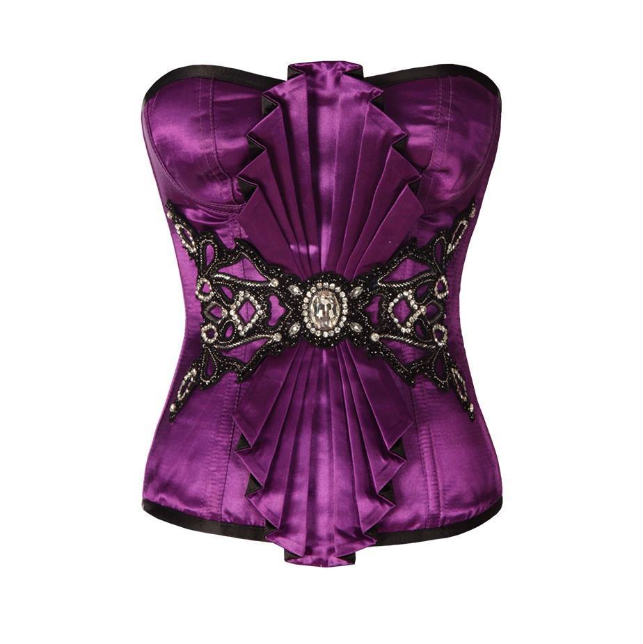 Kyalin Purple Satin Overbust Couture Corset