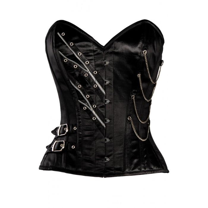 Lutther Black Sweetheart Cut with Chains and Zip Detail
