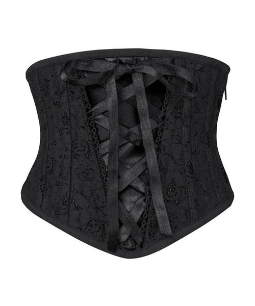 Elecia Underbust Black Corset with Lace Overlay