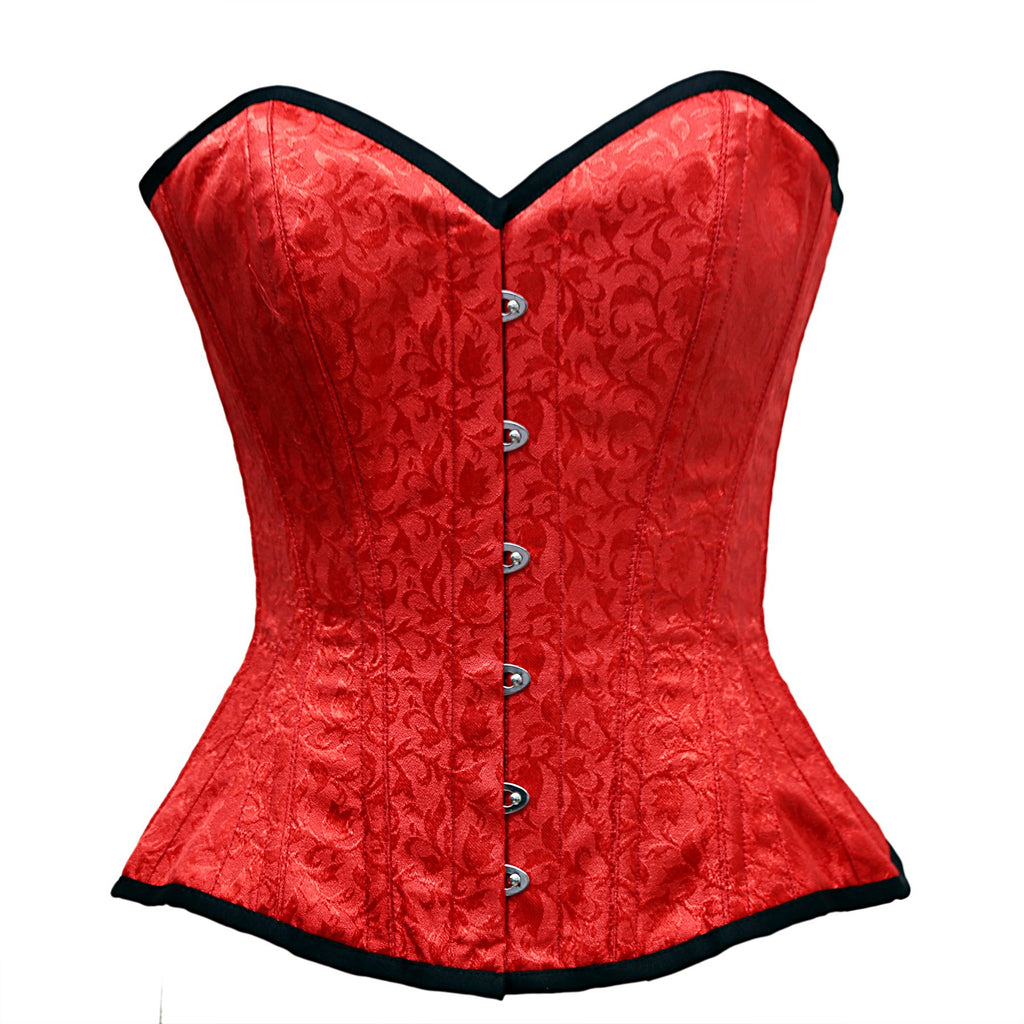 Tickner Red Satin Brocade Overbust Corset