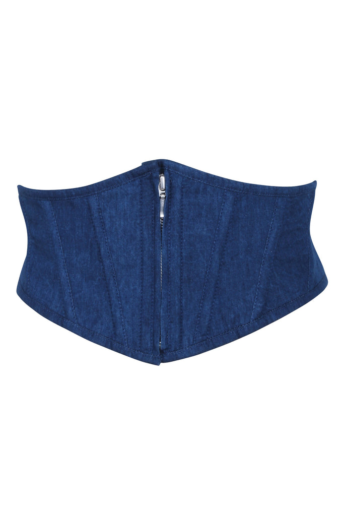 Picaud Denim Belt With Zip Front - Corsets Queen US-CA